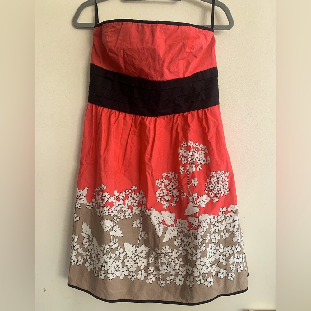 Cotton Strapless Floral Dress